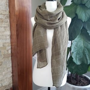 khaki green, plaid scarf